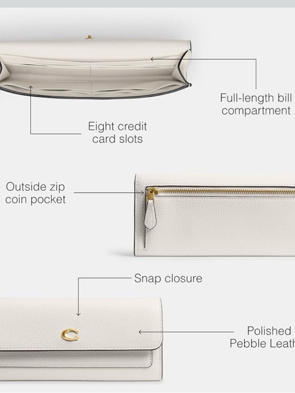 Coach Mila Long Wallet Cream with Gold C Hardware - Picture 3 of 5